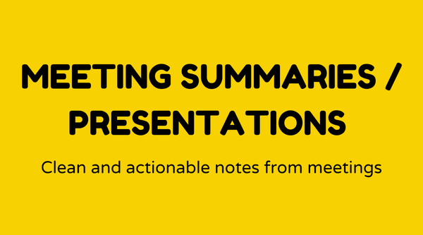Meeting summaries / presentations