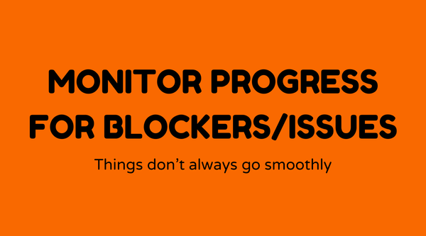 Monitor progress for any blockers or issues